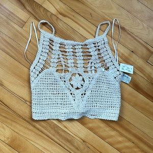 Zara Crochet Cream Crop Top
